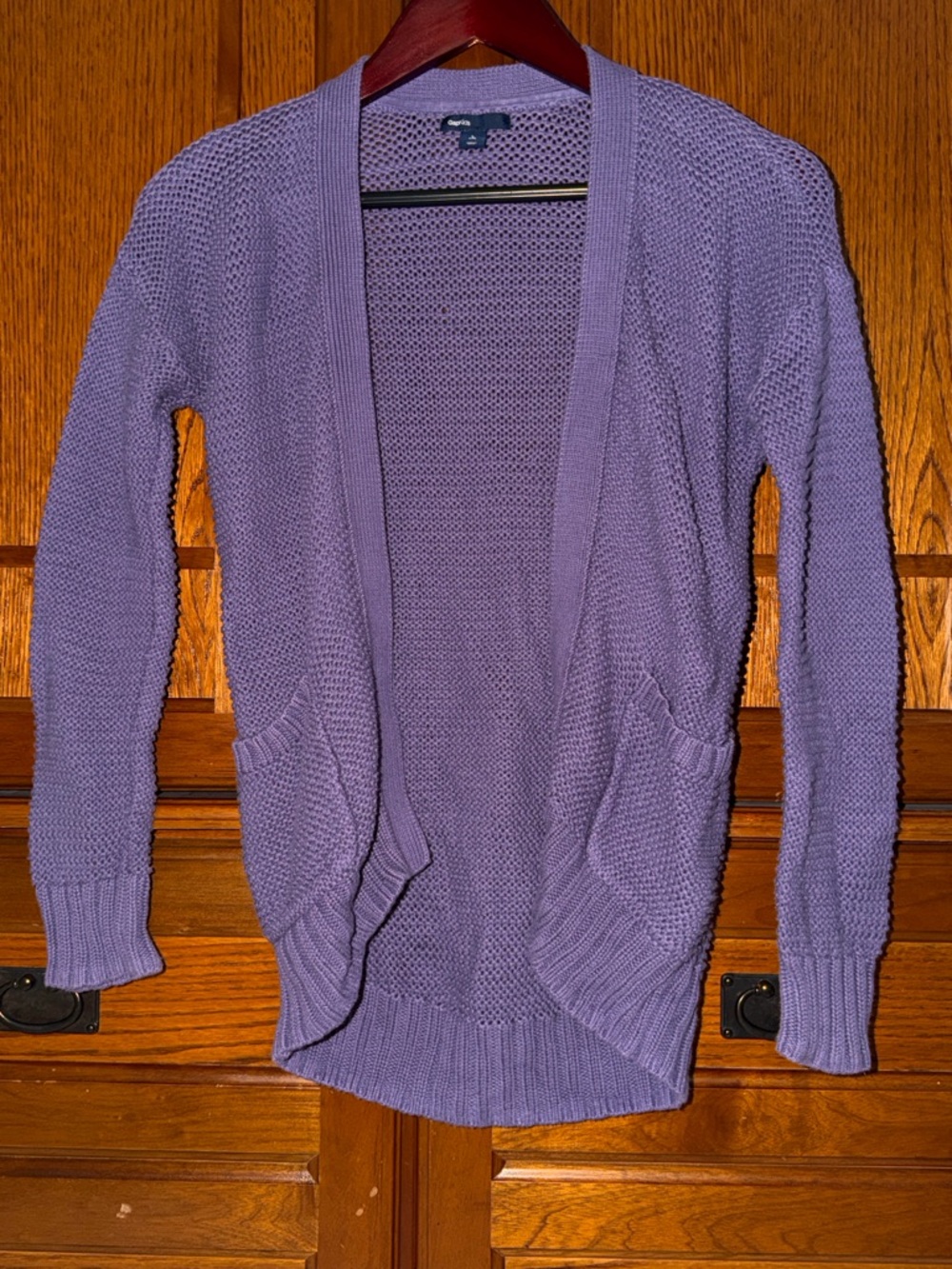 GAP Kids Grape Lavender Open-Front Knit Cardigan Layer Basic Cozy Cocoon Hemline